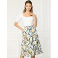 thumbnail image 4 of INSPIRE CHIC Jupe Trapèze à Fleurs pour Femme, Taille Haute, Ourlet Fendu, 4 of 4