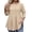 Khaki, variant on Women's Plus Size Tops 3/4 Length Sleeve Crew Neck Eyelet Embroidered Pleated Babydoll T-Shirts Trendy Tee Blouses