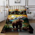 thumbnail image 1 of Erosebridal Hunting Bear Coverlet Set Twin, Natural Mountain Jungle Tree Bedding Set, Ultra Soft 2pcs, 1 of 5
