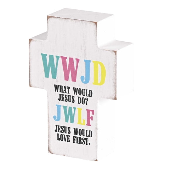 Dicksons TPLKC34-96 WWJD He Would Love First Whitewashed 4 x 3 Inch MDF Decorative Tabletop Sign Plaque