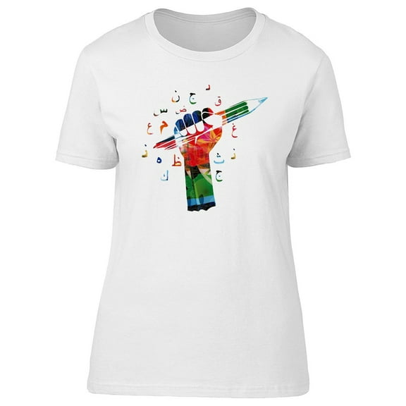 Colorful Arabic Symbols Pencil T-Shirt Women -Image by Shutterstock, Female Large