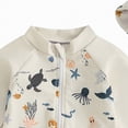 thumbnail image 5 of Ccpelsie Baby Boys Kids Swimsuit Toddlers One Piece Zipper Swimwear with Hat Rash Guard Surfing Suit(A01-White,6-12 Months), 5 of 7