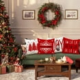 thumbnail image 5 of Christmas Throw Pillow Covers 20x20 Set of 4, Merry Christmas Xmas Winter Decorative Holiday Cushion Pillow Cases 20 x 20 for Outdoor Indoor Farmhouse Home House Room Couch Decor (Red), 5 of 6