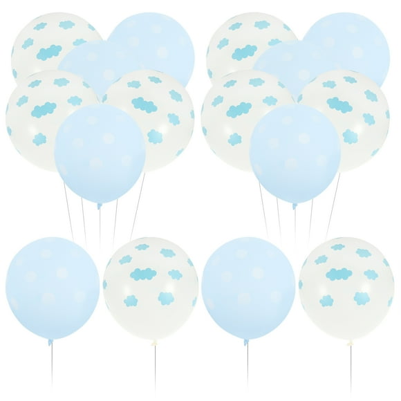KAKOWELY 100 Pcs Ballons en Latex Imprimés Motif Ciel Nuages Ballons Ornements de Fête d'Anniversaire Décoration de Mariage Banquet (Blanc Bleu 50 Chacun),4.72"X2.36"X0.04 Pouces