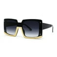 thumbnail image 2 of Womens Bottom Half Rim Trim Shield Mod Rectangle Fashion Sunglasses Black Smoke, 2 of 4