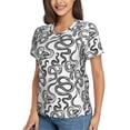 thumbnail image 5 of Yiaed Hand Drawn Snake Print Women's T Shirt V-Neck Short Sleeve Shirt Casual Breathable Tee Summer Tops-Small, 5 of 5