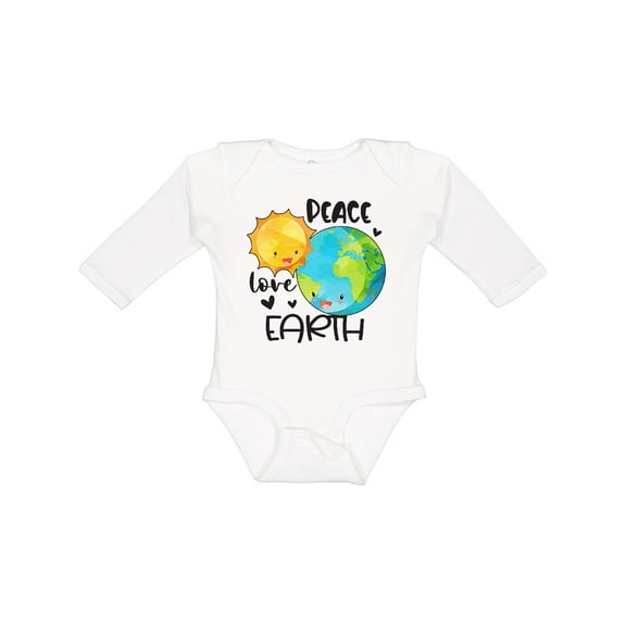 Inktastic Earth Day Peace Love Earth Boys or Girls Long Sleeve Baby Bodysuit
