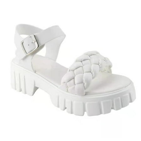 

Platform Shoes Heeled Sandals Soft & Breathable Strappy Sandals for Females Birthday Valentine s Day 42 White