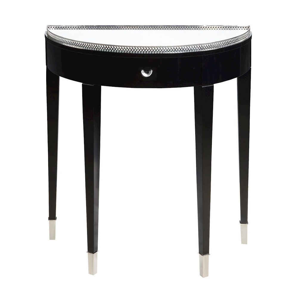 Half Circle End Side Table In Black Chrome Clear Finish With 4 Legs Material Walmart Com Walmart Com
