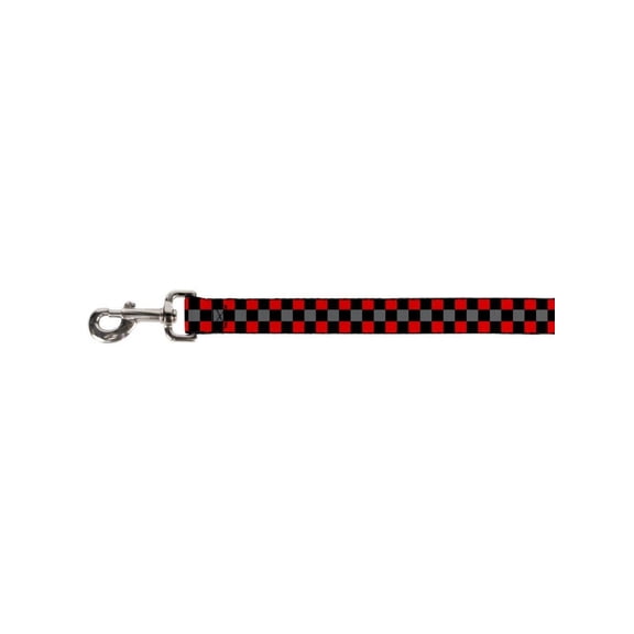 Black Red Base w/ Grey Checkered Flag Plaid Checkers Fun Animal Pet Dog Leash