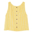 thumbnail image 6 of Womens Plaid Linen Crop Tops Tank Summer Casual Sleeveless Boat Neck Tops Loose Vest Trendy Outfits Yellow, 2XL, 6 of 7