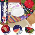 thumbnail image 4 of Pioneer Flower Floral Print Pattern Round Fitted Tablecloth with Elastic Edge,Dining Table Cover Waterproof,Outdoor Round Tablecloth for Camping,Dining,Indoor and Outdoor, 4 of 7