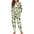 thumbnail image 2 of DISNIMO Women Pajama Set Dachshund Paw Leaf Printed Long Sleeve Sleepwear with Hair Band Crew Neck Lounge Set with Long Pajama Pants Loose Fit Nightwear with Pockets, 2XL, 2 of 7
