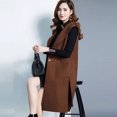 thumbnail image 3 of AIEOTT Winter Coats for Women, Plus Size Double Breasted Pea Coat Hooded Slim Long Winter Trench Winter Jacket Tartan Woolen Coat Clearance, 3 of 6