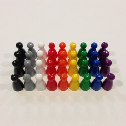 SET OF 12 HALMA GAME PAWNS 1" TALL 2 EACH OF 6 COLORS REPLACEMENT MEN PIECES 