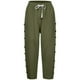 thumbnail image 4 of Pantalones capri ligeros de lino liso con cinturón y botones laterales para mujer - Pantalones cortos informales de cintura alta, 4 of 5