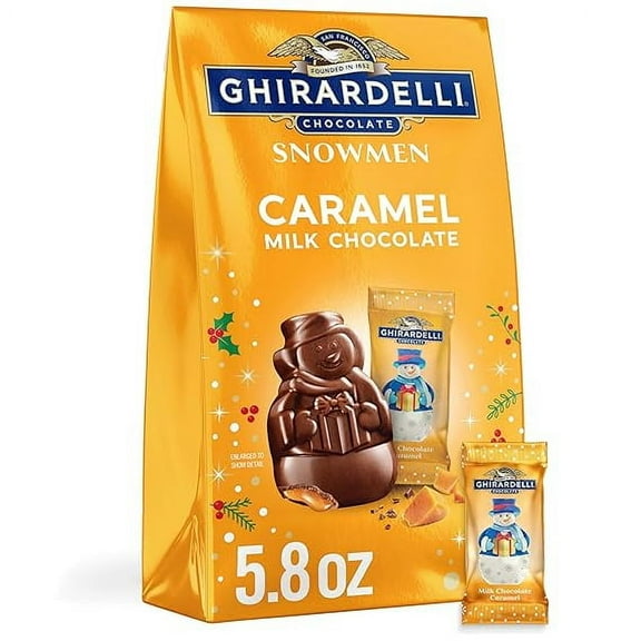 GHIRARDELLI Milk Chocolate Caramel Snowmen, 5.8 Oz Bag