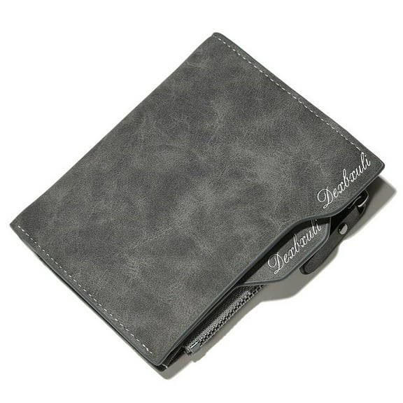 Egoelife Wallet for men RFID Blocking PU Leather Slim Bifold Wallet with 2 ID Window Zipper Pocket Credit Card Holder