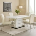 thumbnail image 4 of Benjara Extendable Dining Table with Metal Base- White and Silver, 4 of 6