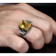 thumbnail image 2 of Roarsilver Zircon Ring-925k Unisex Silver Jewelry-Vintage Gemstone Ring-Gift for Him and Her-925k Turkish Handmade Sterling Silver Yellow Zircon Ring | 9, 2 of 6