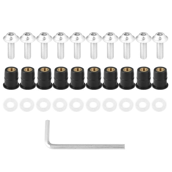 10pcs M5 5mm Motorcycle Windscreen Screws Fairing Windscreen Screws Bolt Windshield Mounting Nuts Silver Tone