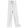 thumbnail image 4 of Seductiva Women's Lounge Pants Loose High Waist Pressure Stripes Hundred Folds Wide Leg Pants for Women Down Drag Straight Leg Casual Pants Loose Casual Pants, 4 of 4
