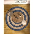 thumbnail image 3 of 8 Ft Round Navy Blue & Natural Jute Area Rug, Hand-Woven, Reversible, Farmhouse Boho Style, Durable & Pet-Friendly Rug for Living Room, Dining Room, and Bedroom, 3 of 5