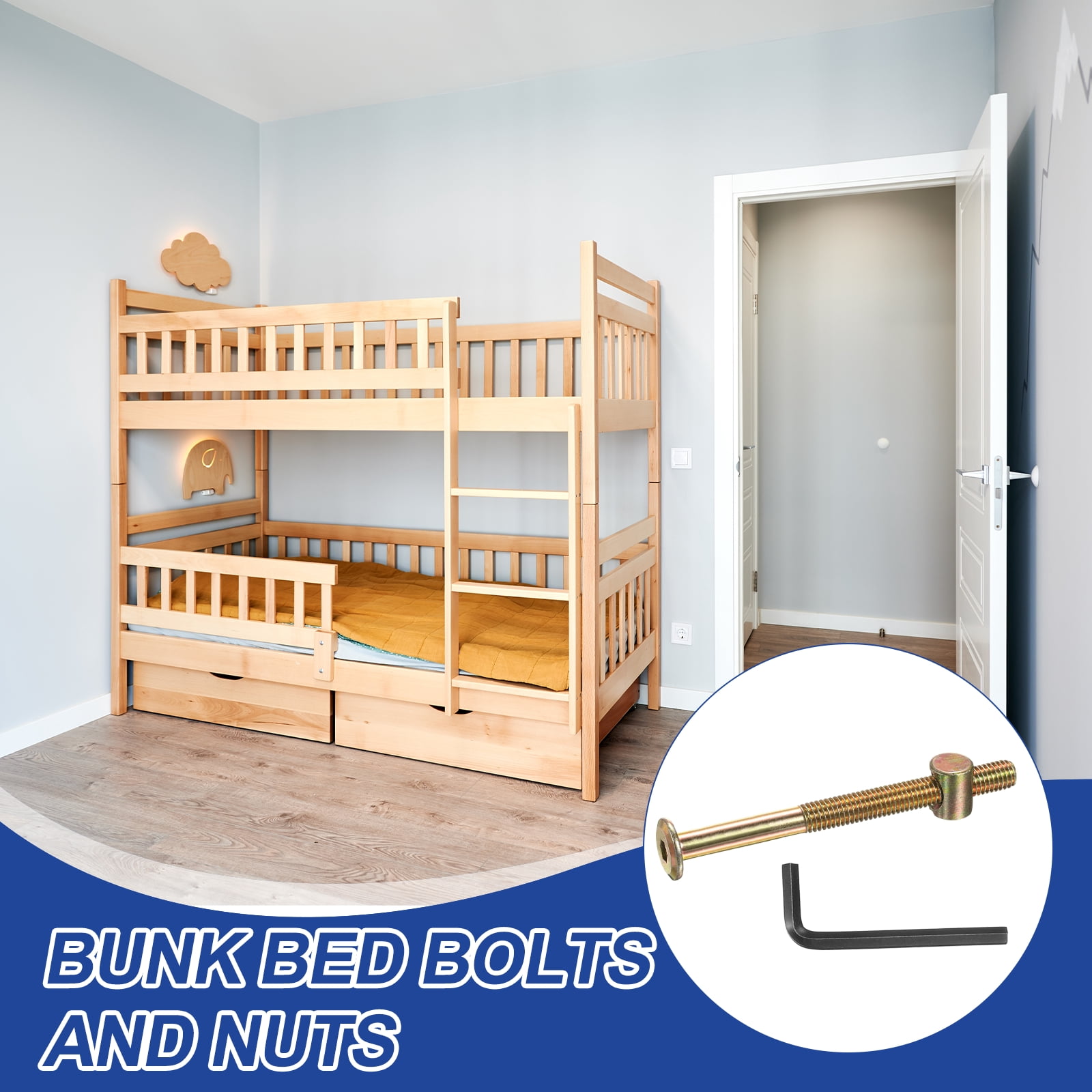 Uxcell 8 Set Bunk Bed Bolts and Nuts, M8x100mm Hex Drive Socket Cap Screws Nuts for Beds Headboards Chairs Furniture