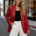 thumbnail image 3 of Idoravan Women Leather Jackets Casual Women Leather Blazer Jacket Women Faux Leather Blazer Jacket Fashion Women's Solid Color Long Sleeves Commute Leather Suit Jacket, 3 of 5