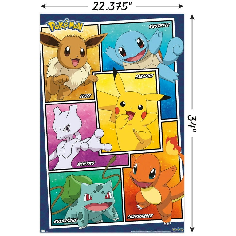 Pokémon - Pikachu, Eevee, And Its Evolutions Wall Poster, 22.375