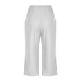 thumbnail image 5 of safuny Women's Cotton Capri Pants Clearance Solid Clothing Retro High Elastic Waist Summer Comfy Trousers Casual Drawstring Sports Fashion White XXL, 5 of 6