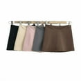 thumbnail image 3 of Junior Girl's Low Waist Built-in Shorts Stretchy Fabric Skorts, Brown, Large, 3 of 4