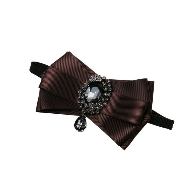 Moda para hombre, esmoquin, ajustable, para boda, cristal, decoración ovalada, pajarita, 5 colores - color de lazo (L x W): 5.12 x 3.15 pulgadas marrón