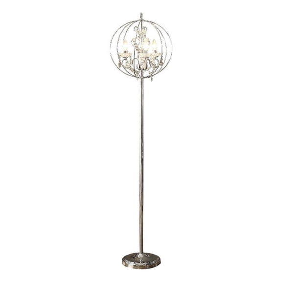 Benjara Shine 61" Floor Lamp- Chandelier Style- Crystal and Metal- Chrome