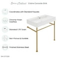 thumbnail image 3 of Claire 30 Ceramic Console Sink White Basin Brushed Gold Legs, 3 of 10