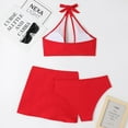thumbnail image 4 of HAPIMO Women's 3Pc Bikini Sets Soild Color Sleeveless with Wrap Skirt Tropical Hawaii Swimsuit Trendy Bikini Summer Beach Red L, 4 of 5