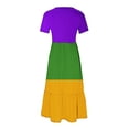 thumbnail image 4 of Fankiway Robe à Manches Courtes Imprimée Mardi Gras pour Femmes, Col Rond, Décontractée, Fluide, à Étages, Maxi, de Plage avec Poches, Robes d'Été pour Femmes, Grandes Tailles, Liquidation, 4 of 6