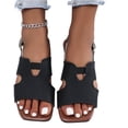 thumbnail image 3 of Wide Width Shoes for Women, Dressy Flat Sandals for Women, Women Flat Sandals, Womens Slingback Sandals, Peep Toe Low Block Heel Sandals for Women, Leather Insole Comfort Sandals, Black 5.5, 3 of 7
