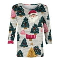 thumbnail image 4 of Christmas Tree Shirts for Women 3/4 Sleeve Holiday Graphic Tee Winter Casual Tops Xmas Party Outfit Pullover, 4 of 4