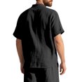 thumbnail image 4 of pstuiky camisetas de hombre, Blusa informal de manga corta con cuello vuelto y botones de color liso para hombre camisetas de hombre m, 4 of 9