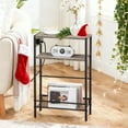 thumbnail image 4 of Small Narrow Side Table with Charging Station Slim Nightstand with USB Ports Outlet with Storage Shelf Gray BG102UBZ01, 4 of 10