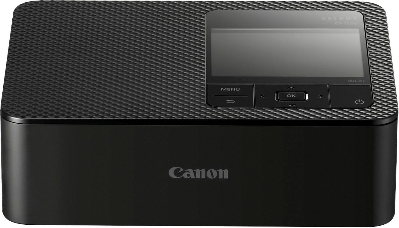 Canon Selphy CP1500 Wireless Compact Photo Printer (Black) Bundle with KP-108IN Color Ink Paper Set (108 Sheets of 4x6 Paper + 3 Ink Cartridges) + 6-Slot Memory Card Holder + More