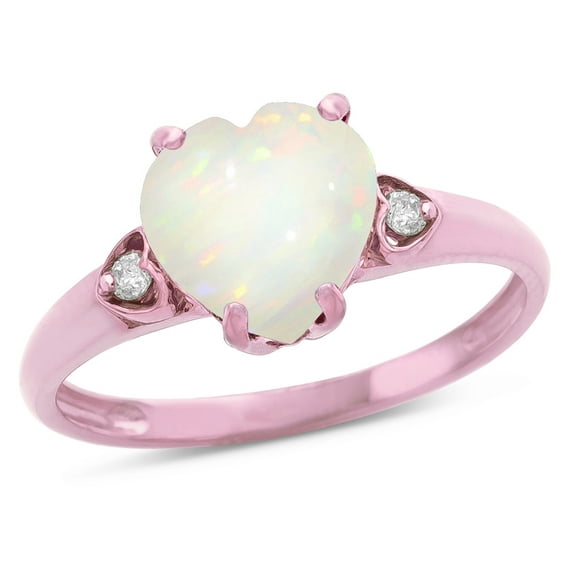 Star K� Heart Shaped 8mm Genuine Opal Engagement Promise Wedding Ring