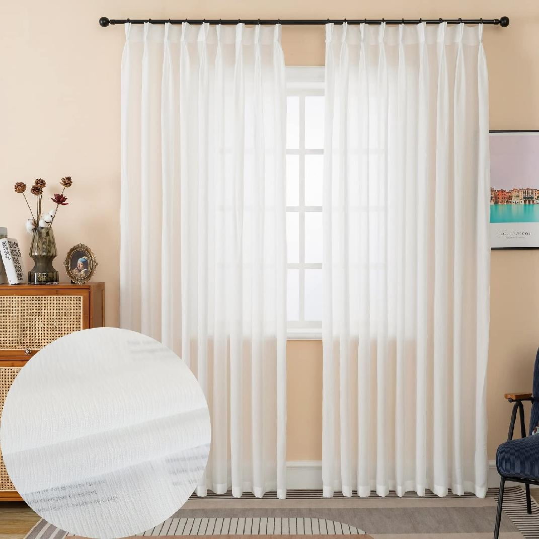 Sheer Curtains Pinch Pleated Semi Sheers Curtains Ripple Textured