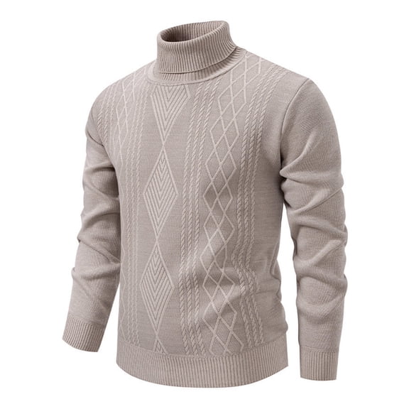 Men's Turtleneck Cable Knit Sweater Long Sleeve Pullover Casual Winter Top