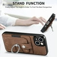 thumbnail image 2 of Compatible with iPhone 12 Mini Case Wallet with Card Holder, 360°Rotation Finger Ring Holder Kickstand Protective Premium PU Leather Back Flip Magnetic Clasp Shockproof Cover,Brown, 2 of 9