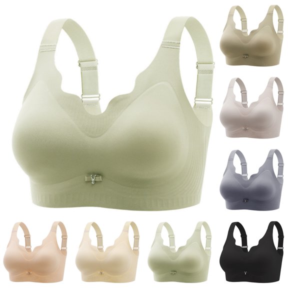 WRKEKC Wireless Bras for Women, Women Seamless Thin without Rims Soft Support Gathered Breathable Underwear Daily Bra.