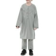 thumbnail image 3 of Trending Now: Boys Arabic Muslim Robe Set - Premium Cotton Prayer Thobe with Elastic Waist & Stylish Button Design for Daily Comfort, 3 of 8