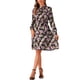 thumbnail image 4 of Vestido Floral de Estilo Chic para Mujer con Cuello Mock, Manga Larga, Cintura con Cinta, Largo hasta la Rodilla, Vestido Boho XL Negro Rosa, 4 of 5