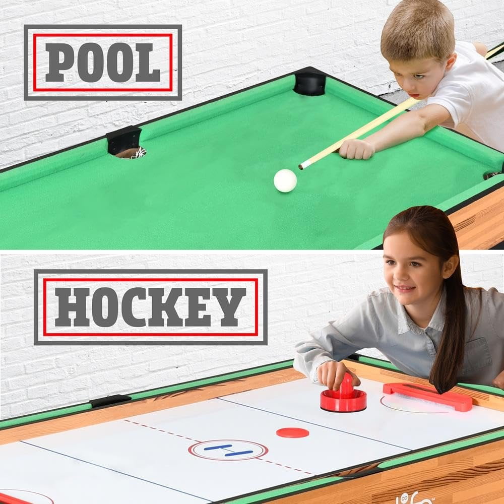 4in1 Multi Game Table, 48" Sports Arcade with Accessories, Ping Pong, Air Hockey, Pool Billiards, Soccer Foosball All in One, for Indoor and Outdoor, Family, Kids and Adults